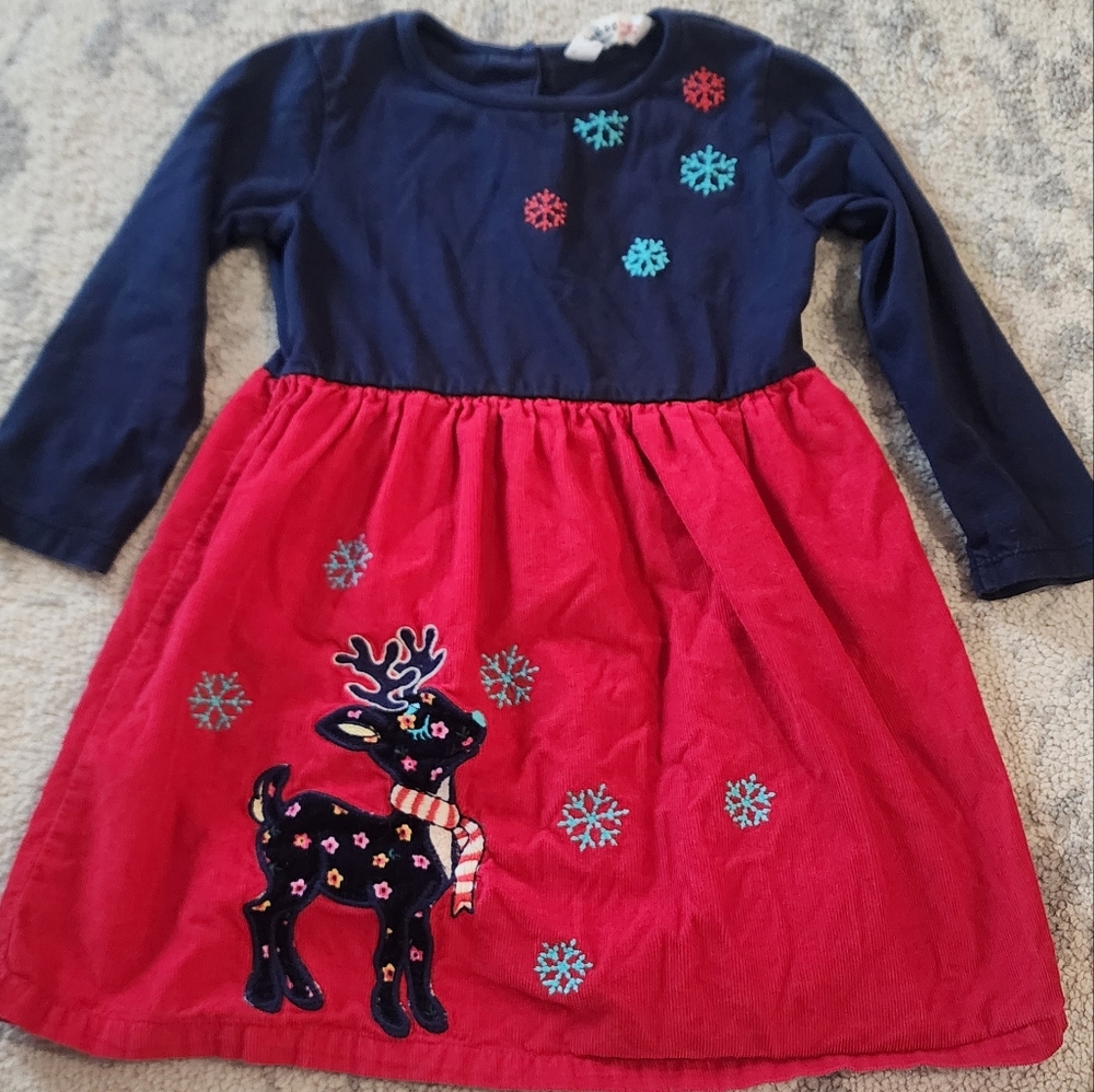 Beebay Corduroy Embroidered Christmas Dress
